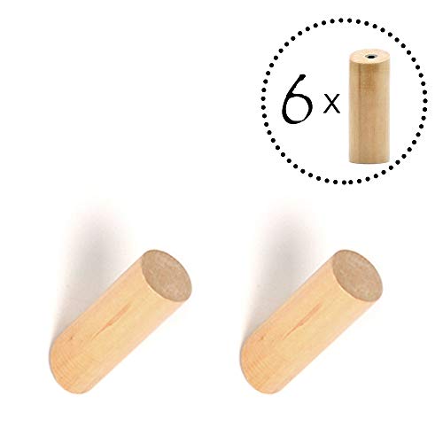 ANZOME Percha Pared Madera, Gancho Madera De 6 Piezas, Gancho Pared Madera para Colgar Abrigos, Gorros, Bufandas, Chaquetas, Ropa Y Auriculares En El Dormitorio, Sala De Estar, Pasillo (Madera)