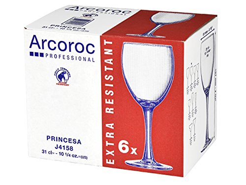 Arcoroc Princesa copa de agua 310ml, sin la marca de llenado, 6 Copa