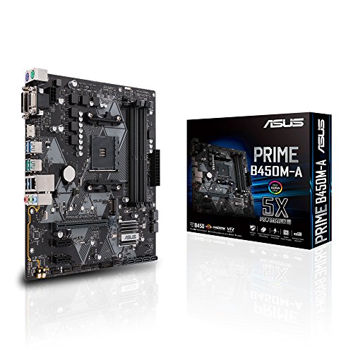 Asus PRIME B450M-A - Placa base AMD AM4 mATX con conector Aura Sync RGB, DDR4 3200 MHz, M.2, HDMI 2.0b, SATA 6 Gbps y USB 3.1 Gen. 2, soporta Ryzen 3000