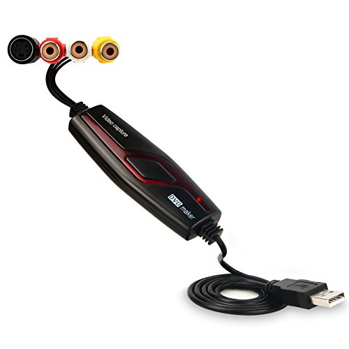 Audio Video Grabber USB2.0, adaptador de video para edición, Hi8 digitalización de VHS a DVD para Mac y Windows 10 con adaptador de conversión Scart / AV