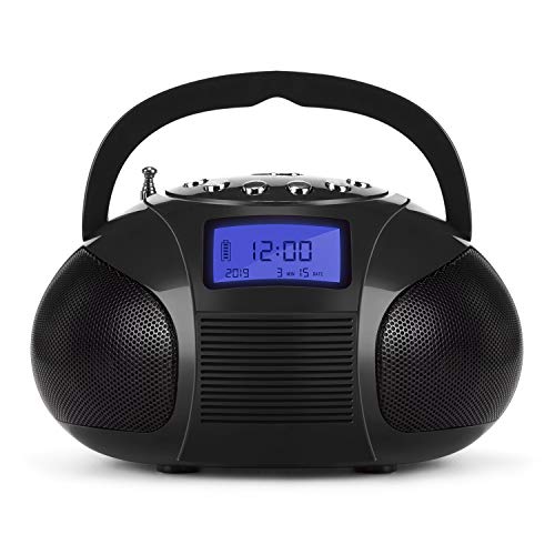 August SE20 – Radio FM Portátil con MP3 y Alarma Despertador – Lector de Tarjetas, Puerto USB y Conexión Auxiliar