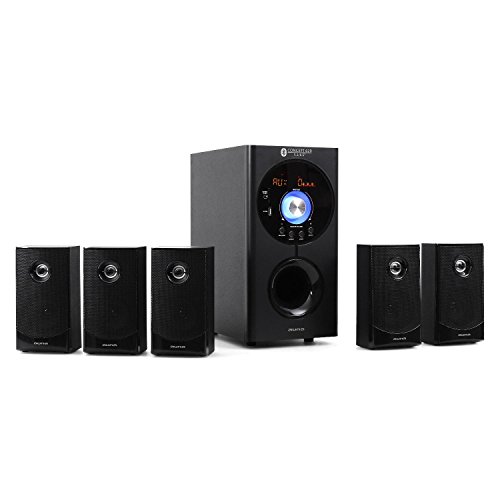 auna Concept 620 - Sistema Sonido Envolvente 5.1 , Home Cinema , Surround , 95 W RMS , Subwoofer emisión Lateral 6,5" , Bass Reflex , 5 Altavoces satélite , USB , Tarjeta SD , AUX , Bluetooth , Negro