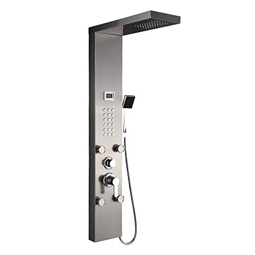 Auralum - Columna de Hidromasaje Ducha 3 Función con Pantalla LCD Panel Columna de Ducha de Hidromasaje Moderna Acero Inoxidable para Baño Auralum - Columna de Hidromasaje Ducha 3 Función con Pantalla LCD Panel Columna de Ducha de Hidromasaje Moderna Acero Inoxidable para Baño