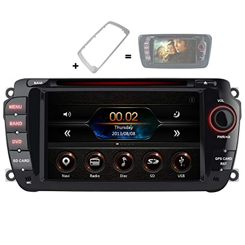 AWESAFE Radio Coche 7 Pulgadas con Pantalla Táctil 2 DIN para VW Seat Ibiza 2009–2013, Autoradio con Bluetooth/GPS/FM/RDS/CD DVD/USB/SD, Apoyo Mandos Volante, Mirrorlink y Aparcacimiento