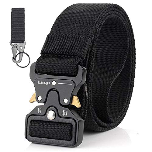 Bansga Cinturón Táctico de los Hombres Estilo Militar con Nosotros Cinturón de Nylon de Alta Resistencia Para el Entrenamiento de Caza Ejército Que se Ejecuta(A-Negro) Bansga Cinturón Táctico de los Hombres Estilo Militar con Nosotros Cinturón de Nylon de Alta Resistencia Para el Entrenamiento de Caza Ejército Que se Ejecuta(A-Negro)