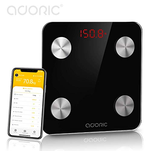 Báscula Grasa Corporal Bluetooth Más de 8 Funciones, Báscula Analógica Monitores de composición corporal Para Móviles Andriod y iOS (Negro). Báscula Grasa Corporal Bluetooth Más de 8 Funciones, Báscula Analógica Monitores de composición corporal Para Móviles Andriod y iOS (Negro).