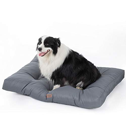 Bedsure Cama para Perro Grande Impermeable L - Colchón Perro Lavable Suave - 91x68x10 cm,Gris,L