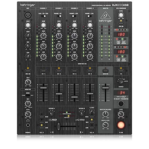 Behringer Pro Mixer profesional de 5 canales para DJ DJX900USB con Infinium crossfader VCA sin contacto, Efectos Digitales Avanzados y USB/interfaz de audio