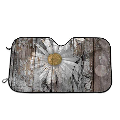 BI HomeDecor Finca rústica Daisy Flowers Country Yellow Brown White Car Sunshade, excelente Protector del vehículo Sun Reflectors para SUV Minivan Vehicle,76 * 140cm