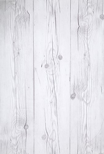 (Blanco Vintage, Paquete de 1) Papel tapiz de mural autoadhesivo con veta de madera reciclada y rústica 50cm X 3M (19,6" X 118"), 0,15mm Para revestimiento de restauración de muebles, sala de estar