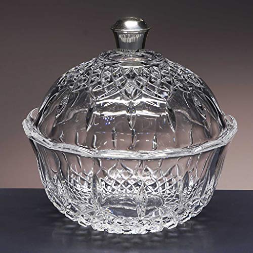 Bombonera de Cristal - para Caramelos o Dulces - colección Opera - pomo en Plata de Ley 925-18x18x19 cm.