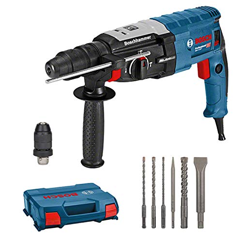 Bosch Professional GBH 2-28 F Martillo perforador, 3.2 J, Ø máximo hormigón 28 mm, portabrocas SDS plus, juego de brocas y cinceles, en maletín, Edición Amazon, 800 W, Azul