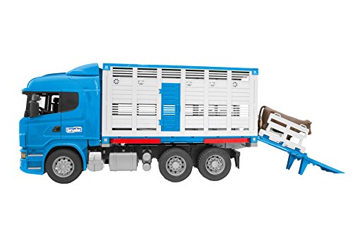 Bruder 03549 – Camión bétaillère Scania r-série con 1 Animal – Azul