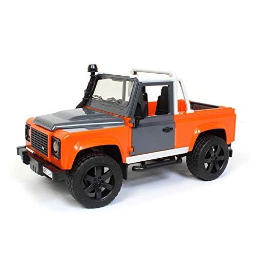 Bruder 2591 - Land Rover Defender Pick Up, color naranja/gris