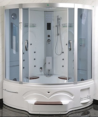 Cabina de hidromasaje 150x150, Ducha con bañera de dos puestos, doble columna de hidromasaje, radio y cromoterapia.