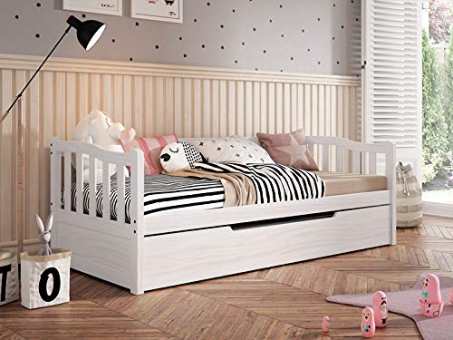 Cama Nido Pino Maciza Blanca para Cama 90X190 Cama Nido Pino Maciza Blanca para Cama 90X190