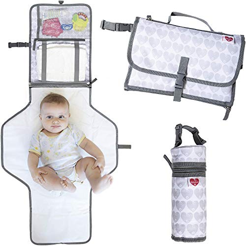 Cambiador Portátil de Pañales para Bebé, Kit cambiador de viaje, NUEVO MODELO 2020, Bolso por el cambio de pañales para bebé, Colchón, almohada y portabiberón térmico incluidos Cambiador Portátil de Pañales para Bebé, Kit cambiador de viaje, NUEVO MODELO 2020, Bolso por el cambio de pañales para bebé, Colchón, almohada y portabiberón térmico incluidos
