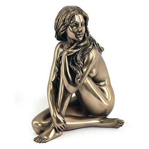 CAPRILO Figura Decorativa de Resina Desnudo Mujer Sentada Adornos y Esculturas. Decoración Hogar. Regalos Originales. 13 x 10 x 6 cm.
