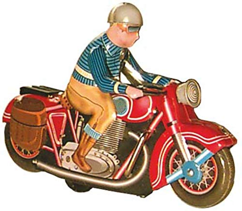 CAPRILO Juguete Decorativo de Hojalata Moto PILOTO PEQ Vehículos de Cuerda. Juguetes y Juegos de Colección. Regalos Originales. Decoración Clásica.