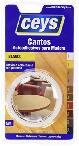 Ceys 850002 Cantos Autoadhesivos para Madera, 0 W, 0 V, Blanco, 19 mm x 5 m