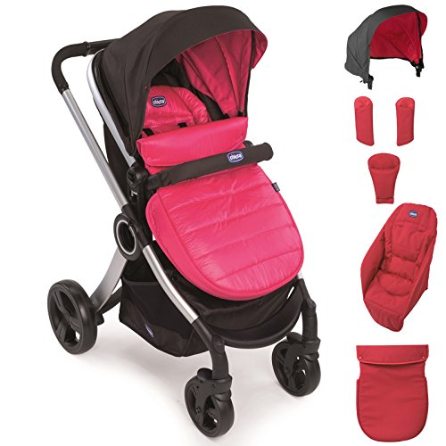 Chicco Urban Color Pack - Set de accesorios: capota + cubrepiernas + calientamanos + kit confort, color rosa Chicco Urban Color Pack - Set de accesorios: capota + cubrepiernas + calientamanos + kit confort, color rosa