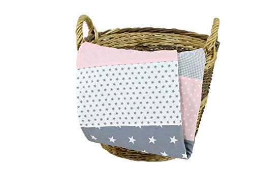 Colcha para bebé de ULLENBOOM ® con rosa gris (manta de arrullo para bebé de 70 x 100 cm, ideal colcha para el cochecito; apta alfombra de juegos)