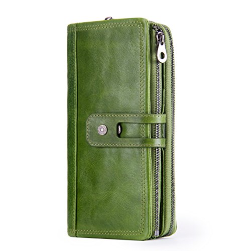 Contacts Cartera de Cremallera del Titular del teléfono de Secretaria del Secretario de Mujeres del Cuero Genuino (Verde) Contacts Cartera de Cremallera del Titular del teléfono de Secretaria del Secretario de Mujeres del Cuero Genuino (Verde)