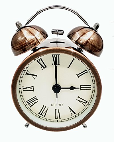 COOJA Vintage Reloj Despertador de Doble Campana con Sonido Fuerte, Alarma Despertador sin Tic TAC Silencioso Analogico Despertadores de Viaje para Infantil Juvenil Niña (3 Pulgadas)