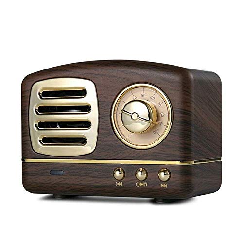 COOLEAD Altavoz portatil Bluetooth Vintage Mini Efecto del Sonido HiFi Envolvente estéreo 3D Bluetooth 4.1+EDR batería de Litio (cafe)