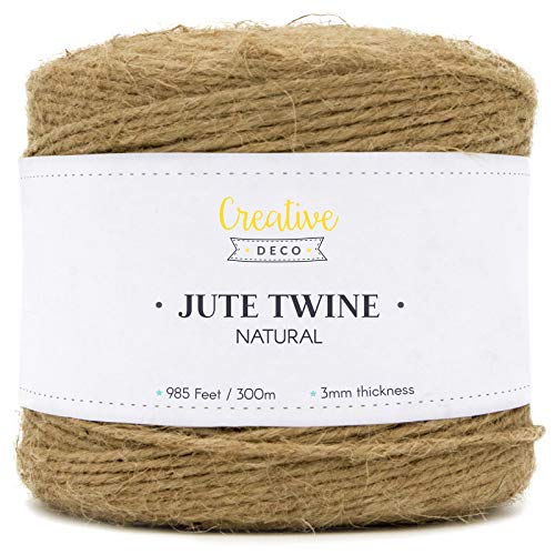 Creative Deco 985 Pies / 300 m Cordel Cuerda Yute Manualidades | 3 mm de Espesor | Rollo Grande Marrón Natural Gruesa Fuerte Decoración, Floristería, Artesanía y Bricolaje Creative Deco 985 Pies / 300 m Cordel Cuerda Yute Manualidades | 3 mm de Espesor | Rollo Grande Marrón Natural Gruesa Fuerte Decoración, Floristería, Artesanía y Bricolaje