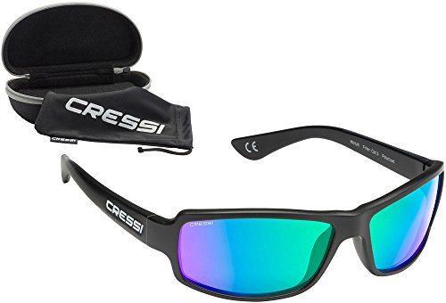 Cressi XDB100011 Gafas de Sol, Unisex Adulto, Negro/Lentes espejadas Verde, Ultra Flex Talla única