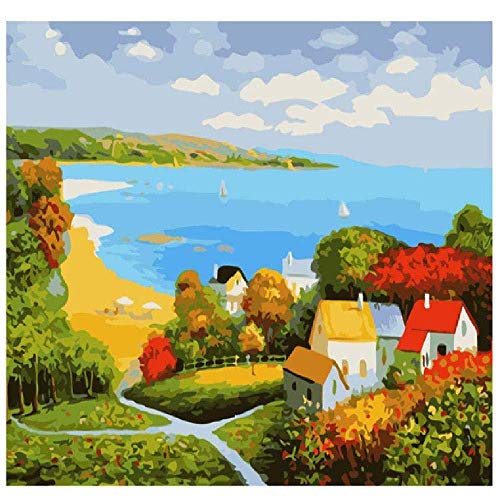 crjzty DIY Pintar por números Pintura por números para Adultos Casa Cerca del mar Kits de Regalo Arte de Lienzo preimpreso Decoración del hogar 16 * 20 Pulgadas sin Marco crjzty DIY Pintar por números Pintura por números para Adultos Casa Cerca del mar Kits de Regalo Arte de Lienzo preimpreso Decoración del hogar 16 * 20 Pulgadas sin Marco