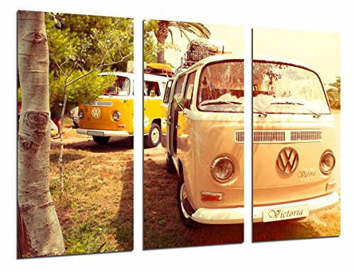 Cuadro Fotográfico Furgoneta volkswagen vintage hippie Tamaño total: 97 x 62 cm XXL, Multicolor