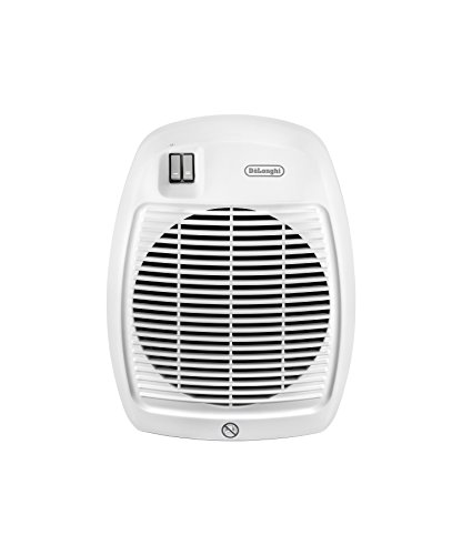 De'Longhi HVA 0220 Termoventilador vertical con 2 niveles de potencia, termostato de seguridad con asa, 2000 W, 2000 litros, Acero Inoxidable, plástico, Blanco