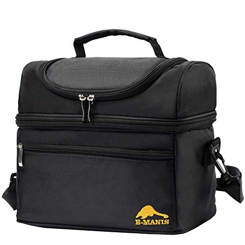 E-MANIS Térmica Bolsa Portatil Almuerzo 12L Hombre y Mujer Trabajo Hermética Comida Nevera Porta Alimentos Oficina Escuela Acampar Picnic Playa Viaje para Adultos y Niños, Negro E-MANIS Térmica Bolsa Portatil Almuerzo 12L Hombre y Mujer Trabajo Hermética Comida Nevera Porta Alimentos Oficina Escuela Acampar Picnic Playa Viaje para Adultos y Niños, Negro