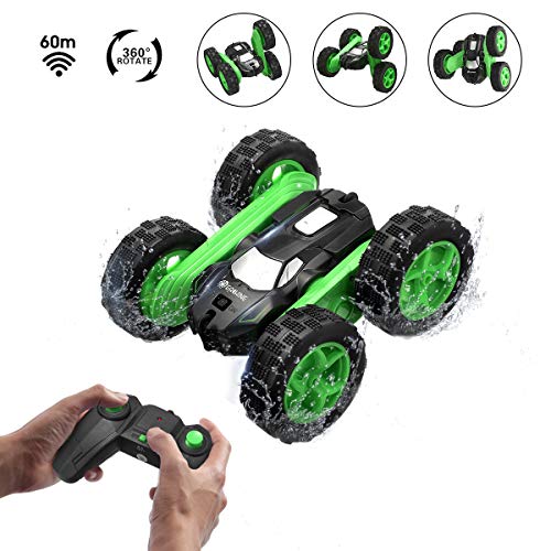 EACHINE EC02 Mini Coche de Control Remoto para Niños, Rotación de 360 RC 4WD Monster Truck Coche de Acrobacias Giratorio de Doble Cara Giratorio Vehículo de Oruga de Roca de Alta Velocidad de 2.4GHz