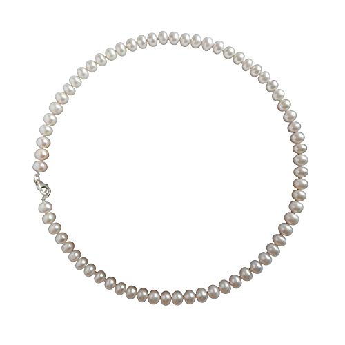ELAINZ HEART señoras perlas de agua dulce collares cadena blanca para la madre, 44cm A2AAA lustre 7-8mm perlas de botón cultivadas de agua dulce