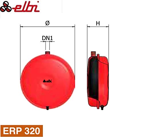 Elbi 1120203 Vaso de expansión para calefacción plana ERP 320/8, Rojo