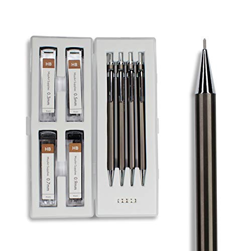 Estuche de Portaminas - 4 Tamaños: 0.3, 0.5, 0.7 y 0.9 mm, 30 Minas HB (por cada Lápiz Mecánico)- 4 Borradores - Dibuja, Ilustra, Para Arquitectura, Escritura y Trabajo Escolar - MozArt Supplies Estuche de Portaminas - 4 Tamaños: 0.3, 0.5, 0.7 y 0.9 mm, 30 Minas HB (por cada Lápiz Mecánico)- 4 Borradores - Dibuja, Ilustra, Para Arquitectura, Escritura y Trabajo Escolar - MozArt Supplies