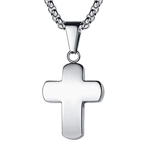 FaithHeart Collar Colgante Cruz Cuadrada de Acero Inoxidable Encanto para Mujer Hombre Joyería Cristiana con Caja Regalo Cadena de 50cm 20 Pulgadas Largo