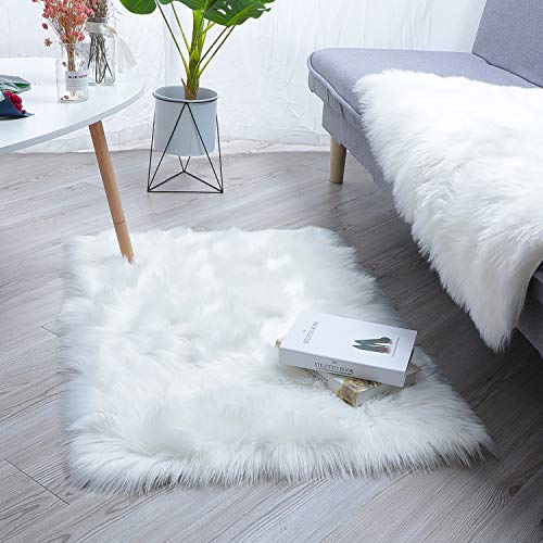 Falso Piel de carnero Vellón Alfombra,HEQUN Elegante De Pelo Largo Mullida Excelente piel Sintética de calidad Alfombra de Lana (Blanco, 60×90CM) Falso Piel de carnero Vellón Alfombra,HEQUN Elegante De Pelo Largo Mullida Excelente piel Sintética de calidad Alfombra de Lana (Blanco, 60×90CM)