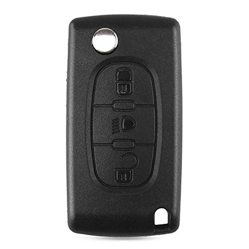 Febelle - Carcasa para llave de coche con 3 botones sin hoja para Citroen C2 C3 C4 C5 C6 C8 Febelle - Carcasa para llave de coche con 3 botones sin hoja para Citroen C2 C3 C4 C5 C6 C8