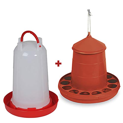 FINCA CASAREJO Pack comedero y Bebedero para gallinas y Otras Aves de 2 kg/3 litros FINCA CASAREJO Pack comedero y Bebedero para gallinas y Otras Aves de 2 kg/3 litros