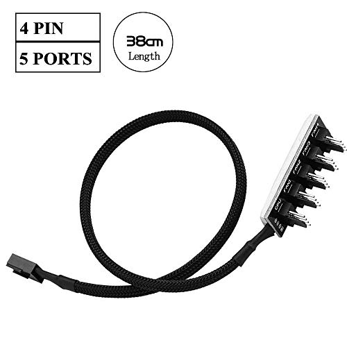 GeekerChip PWM Fan Hub,Ventilador Hub Splitter Cable-1 Hembra para computadora 12V 4-Pin