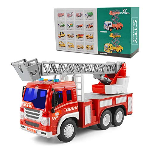 GizmoVine Coche Juguetes para 2 Años 3 Años Niños Chicos, Temprana Educación Autos Juguete Regalos para Pequeños Y Niño Navidad Cumpleaños (1PCS Camión de Bomberos)