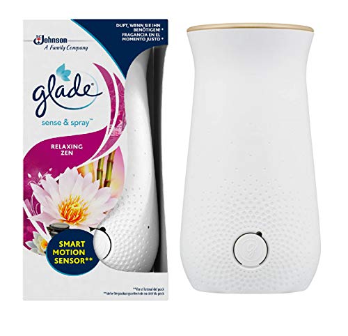 Glade J307132 - Ambientador Automático Sense & Spray con Sensor de Movimiento, Pack Completo Difusor y Recambio, Fragancia Relax Zen, 1 Difusor y 1 Recambio