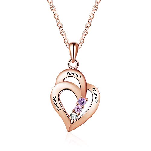 Grand Made Collar Personalizado con el Nombre de la Madre y 3 cuellos simulados Collar con Colgante en Forma de corazón para 3 Collar Personalizado para Mujer (Oro Rosa, Plata) Grand Made Collar Personalizado con el Nombre de la Madre y 3 cuellos simulados Collar con Colgante en Forma de corazón para 3 Collar Personalizado para Mujer (Oro Rosa, Plata)