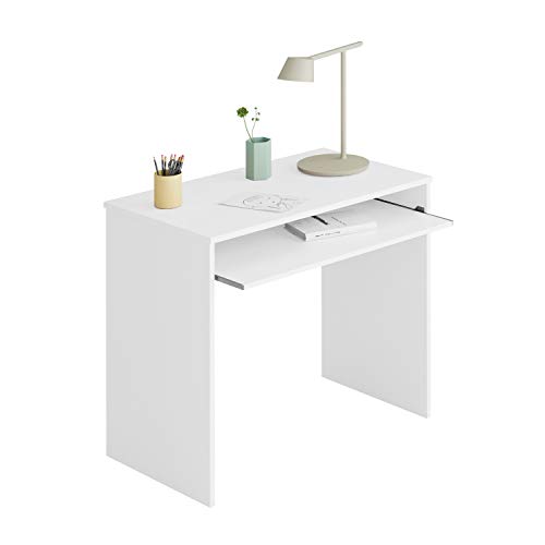 Habitdesign 002314A - Mesa de Ordenador con Bandeja extraíble, Modelo I-Joy, Medidas: 90 cm (Ancho) x 54 cm (Fondo) x 79 cm (Altura), Blanco Artik Habitdesign 002314A - Mesa de Ordenador con Bandeja extraíble, Modelo I-Joy, Medidas: 90 cm (Ancho) x 54 cm (Fondo) x 79 cm (Altura), Blanco Artik