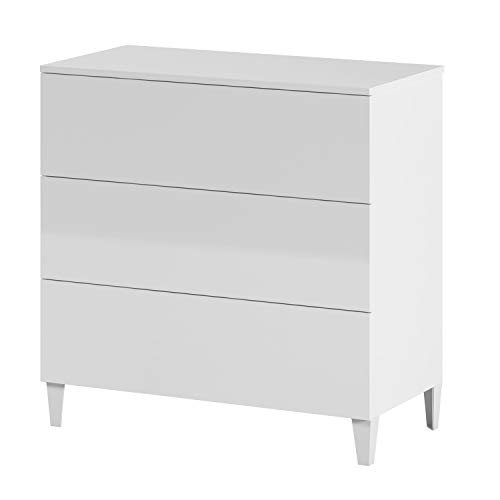 Habitdesign 007833BO - Comoda Estilo nórdico, sinfonier Tres cajones, Acabado Blanco Brillo, Medida 76 x 80 x 40 cm Fondo Habitdesign 007833BO - Comoda Estilo nórdico, sinfonier Tres cajones, Acabado Blanco Brillo, Medida 76 x 80 x 40 cm Fondo