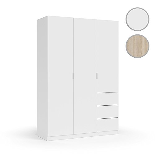 Habitdesign LCX353O - Armario ropero Tres Puertas y Tres cajones, Acabado Color Blanco, Medidas 200x135x52 cm de Fondo Habitdesign LCX353O - Armario ropero Tres Puertas y Tres cajones, Acabado Color Blanco, Medidas 200x135x52 cm de Fondo
